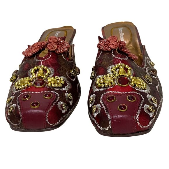 Pierre Dumas Marie Mule 8.5 Red Eastern Asian Exotic Theater Cosplay Embellished - Picture 2 of 10